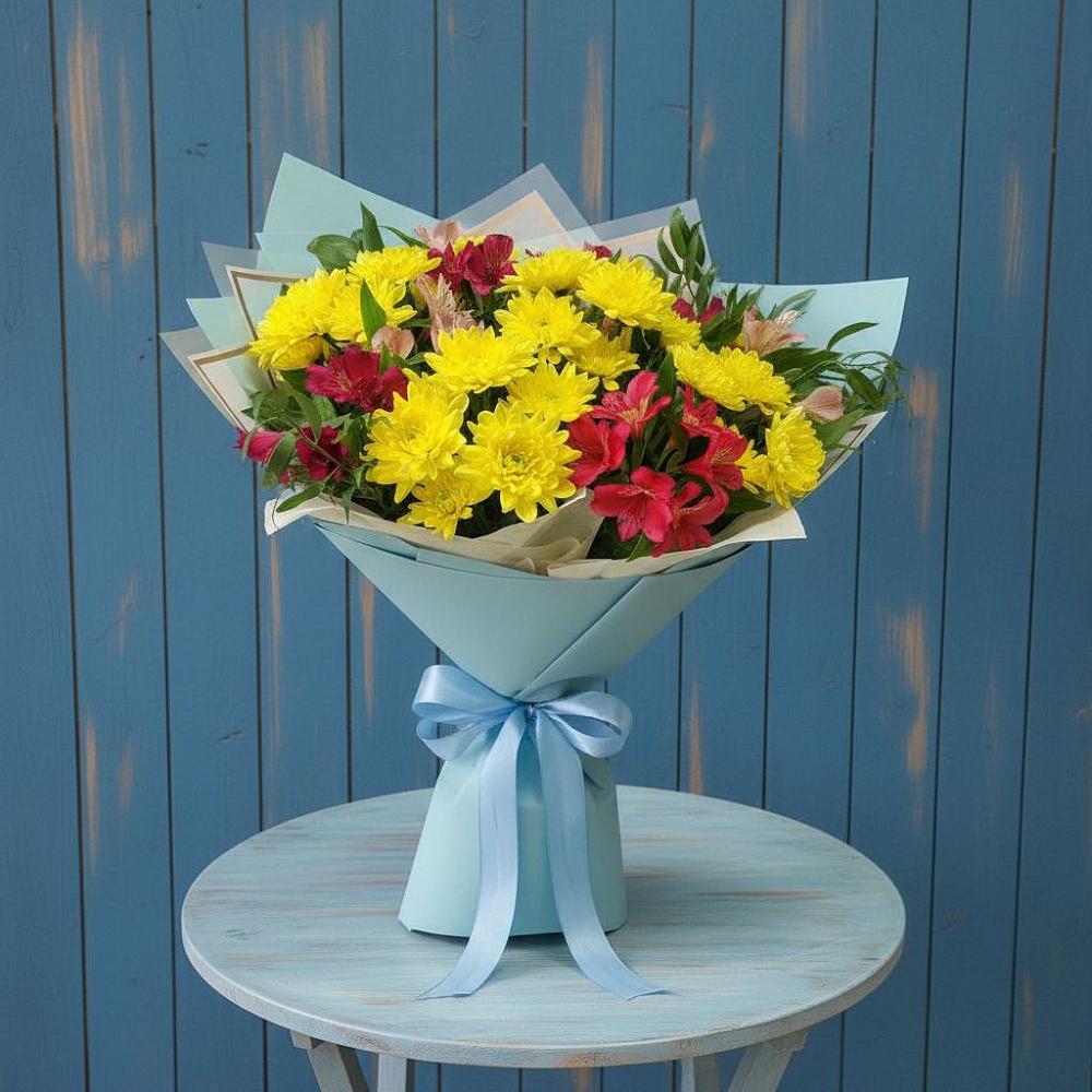 Букет цветов из: Альстромерии и Хризантемы в Выльгорте