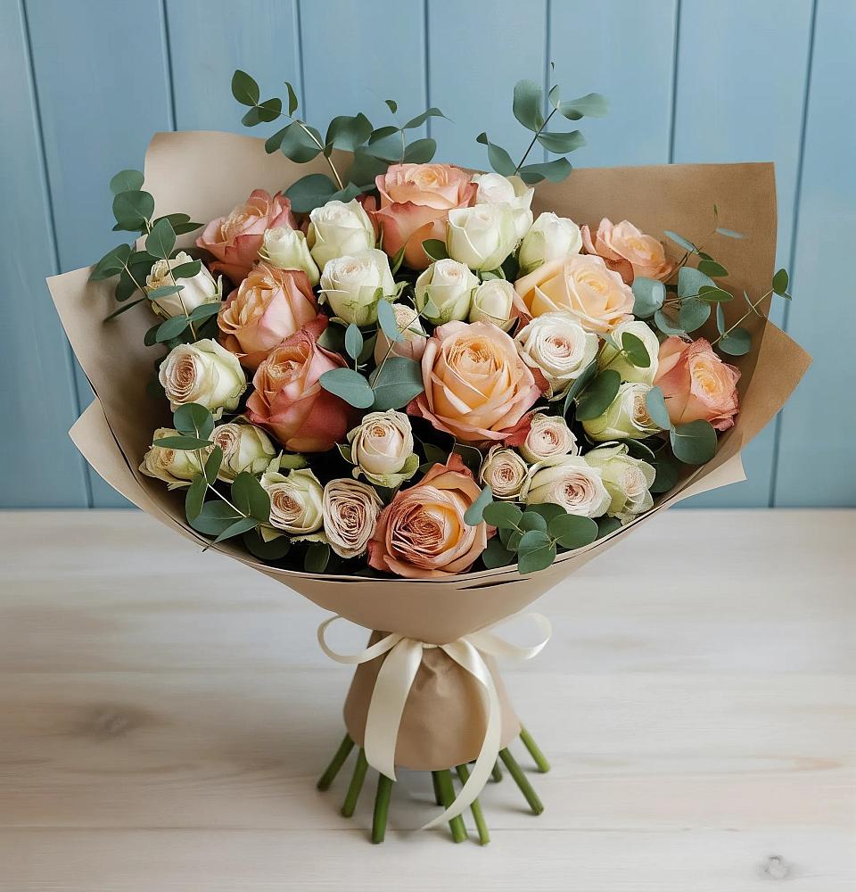 Букет цветов из: Альстромерии и Розы в Выльгорте