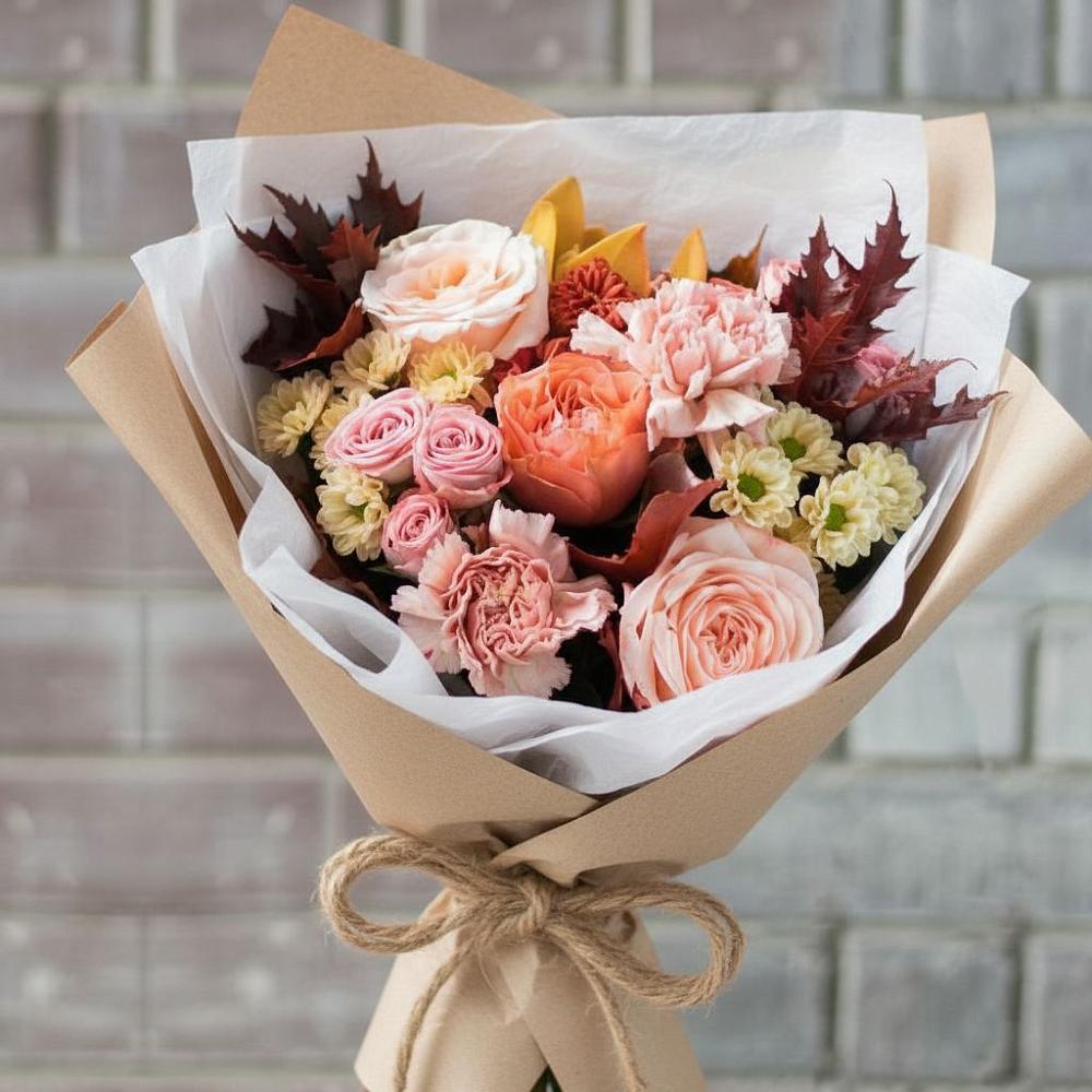 Букет цветов из: Гвоздики, Хризантемы и Розы в Выльгорте