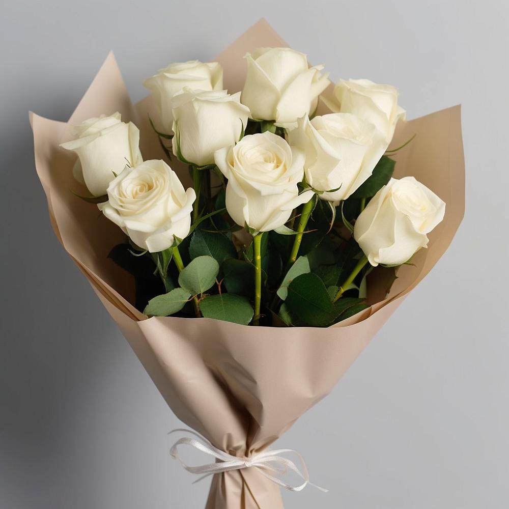 Букет 9 Белых роз Эдлесс Лав в Выльгорте