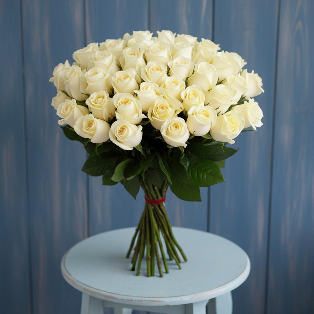 Букет 51 Белая роза Эдлесс Лав в Выльгорте