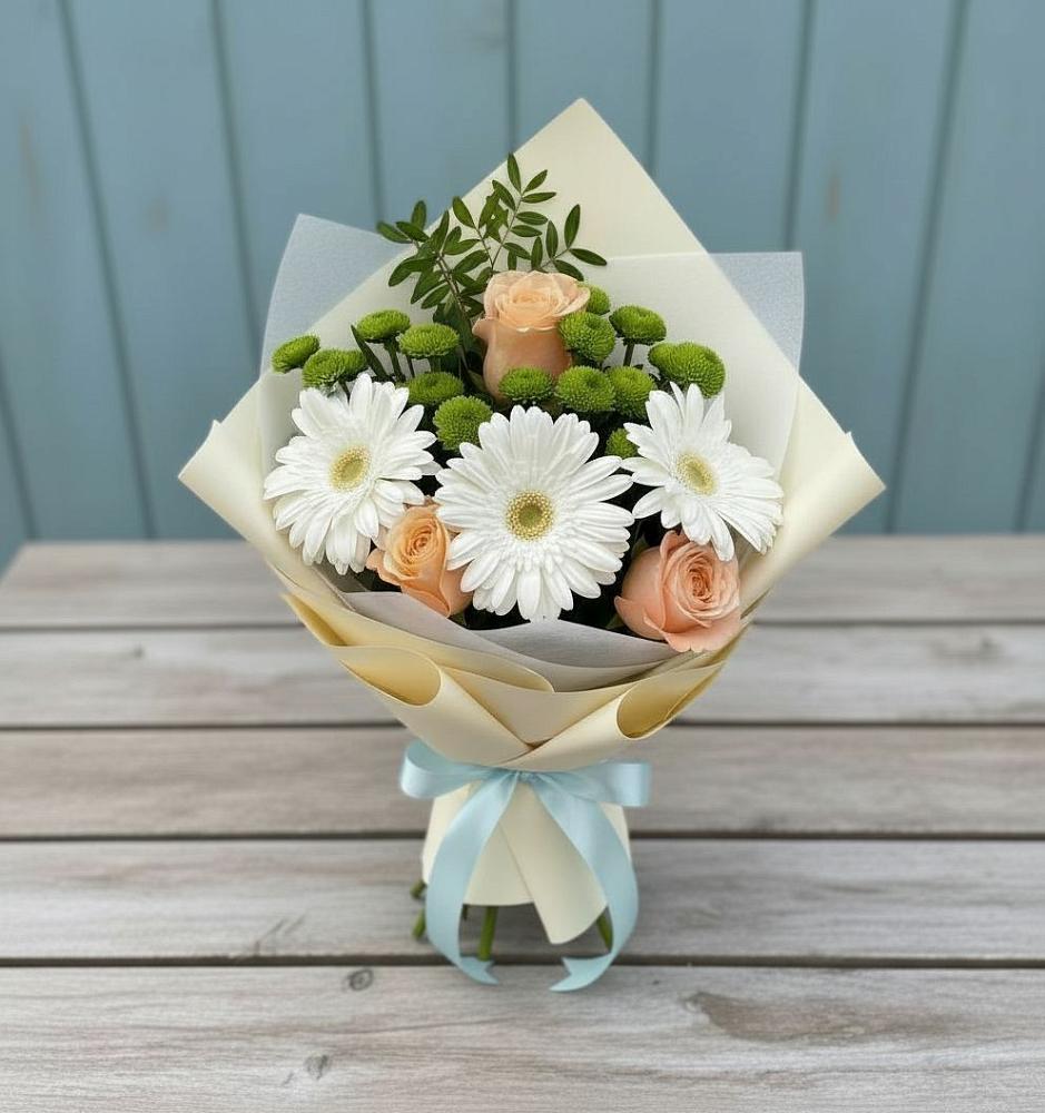 Букет цветов из: Герберы, Розы и Хризантемы в Выльгорте