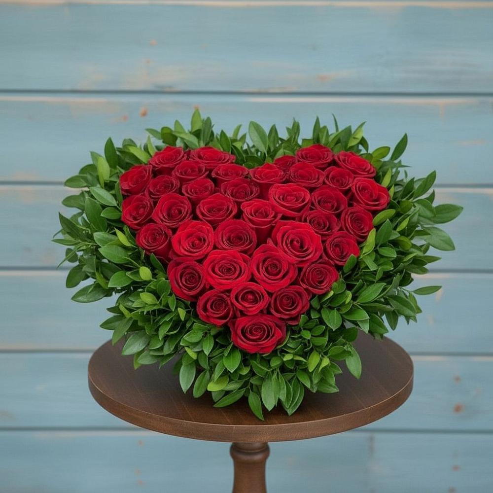 Цветочная композиция из Розы в виде сердца в Выльгорте