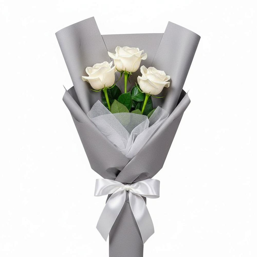 Букет 3 белые розы в Выльгорте