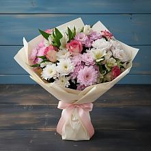 Букет цветов из:  Хризантемы, Альстромерии и Розы в Выльгорте