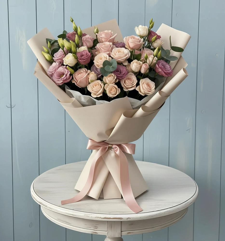 Букет цветов из: Розы и Лизиантусы в Выльгорте